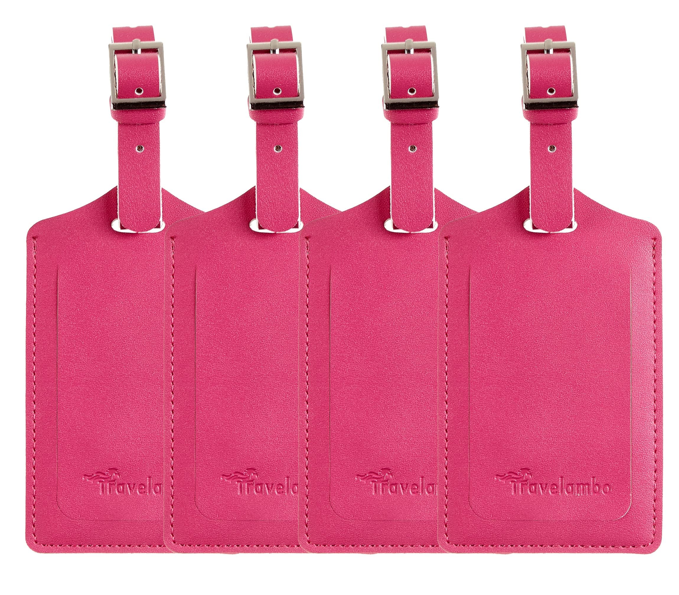 Travelambo Luggage Tags for Suitcases PU Leather Travel Tags Bag Tags Privacy Protection Travel Essentials