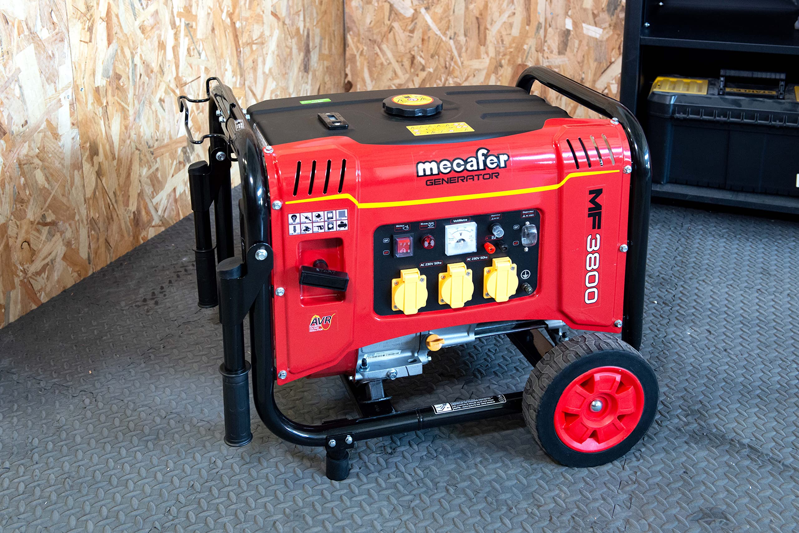 Mecafer 450138 MF3800 Groupe électrogène sur roues 3500 W Rouge
