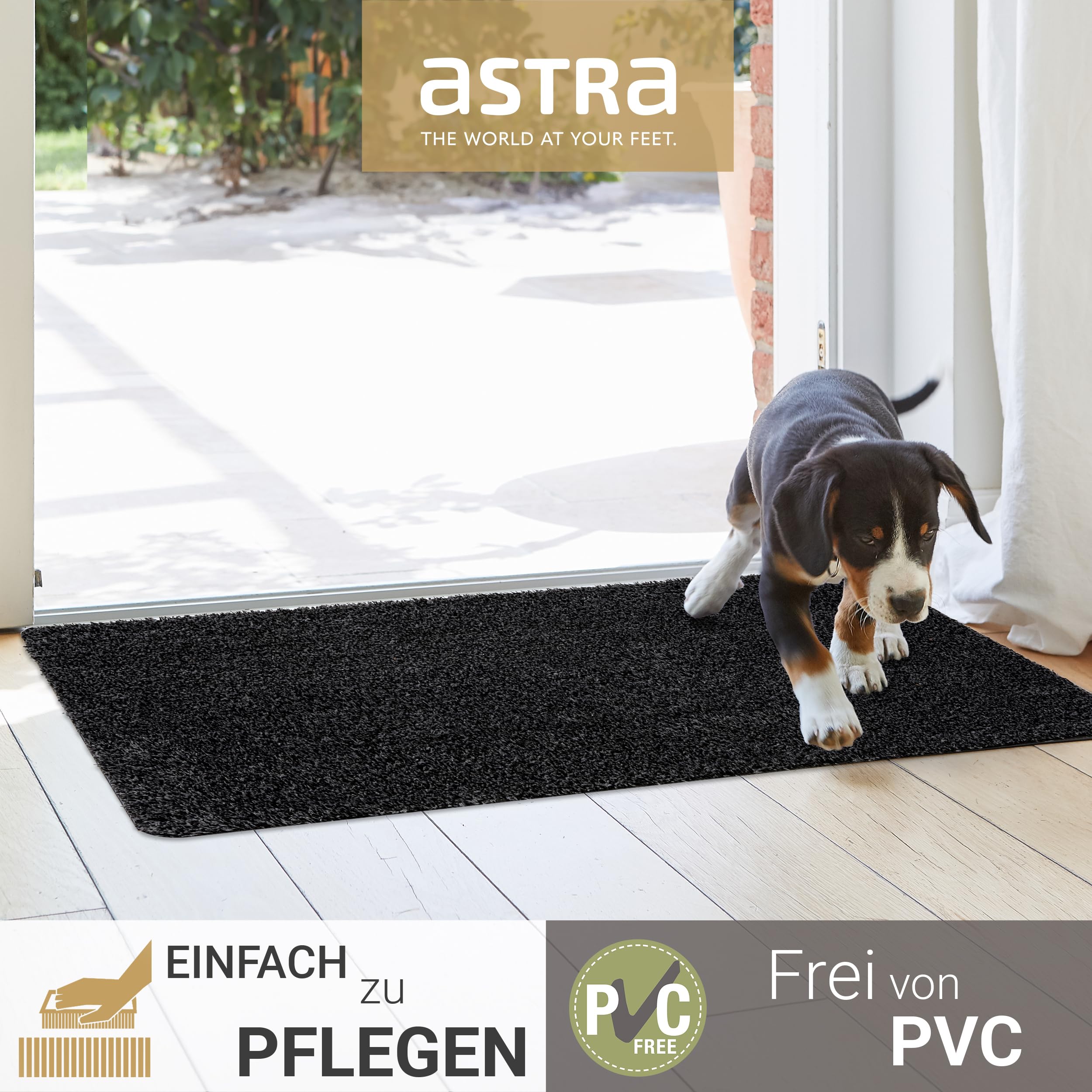 Rutschfeste Fußmatte innen waschbar - Schwarz / grau 2er Set 60 x 100 cm