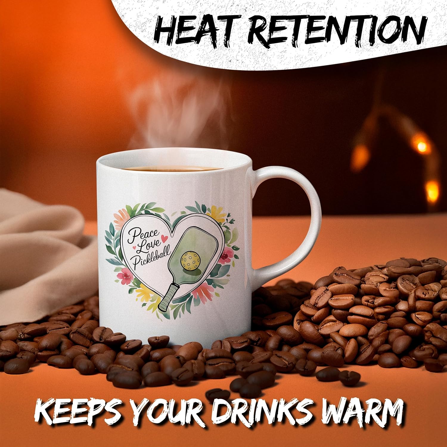 Peace Love Pickleball Ceramic Coffee Mug 11oz Sign Heart Paddle Dink Rally – Tea Coffee Mug with Comfortable Grip – Unique Sport Gift Cup for Office or Home – Vibrant Long-Lasting Print ID44991 - Image 3