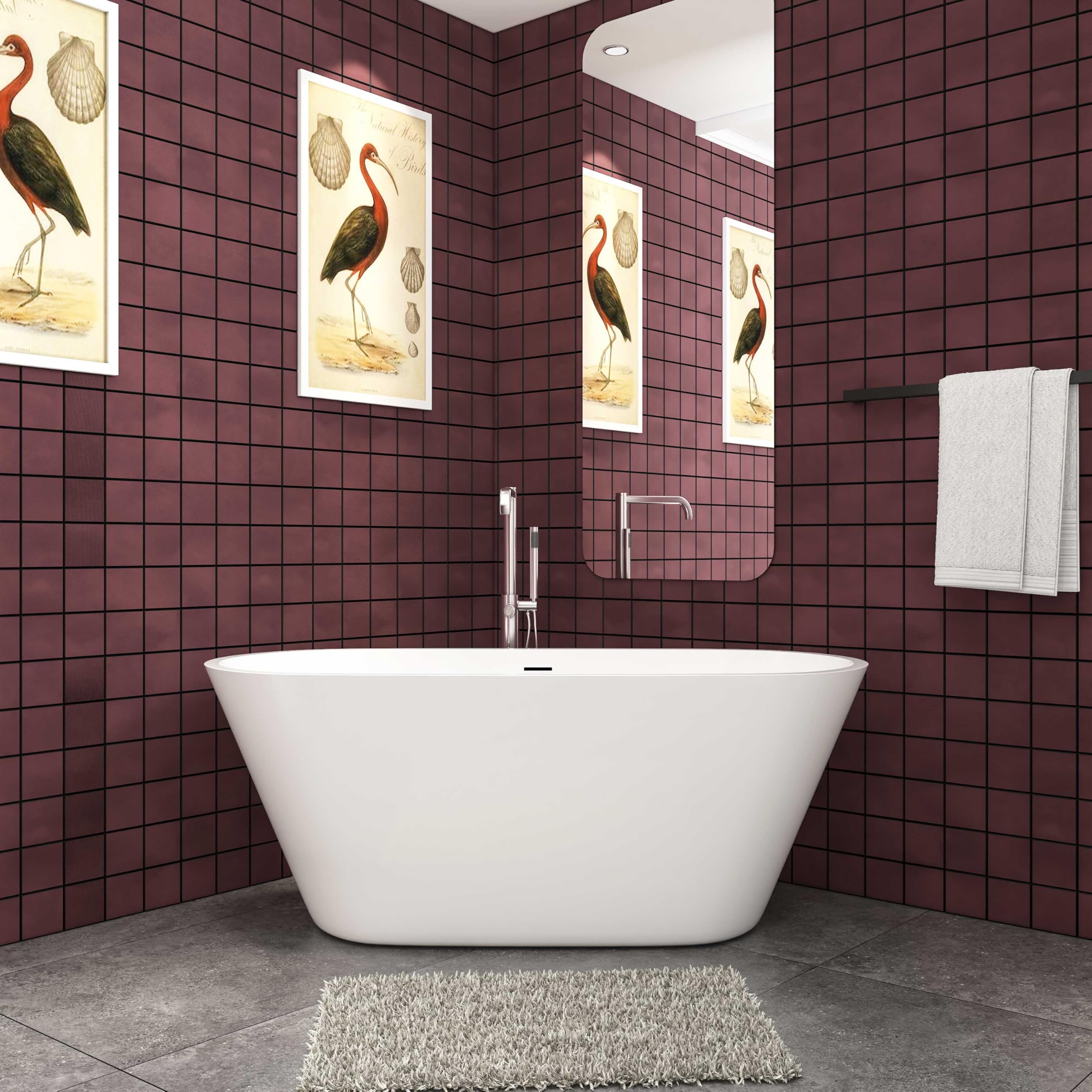 Sky Bathroom Gloss White Skybathroom White Acrylic Bathtub 1500X700mm Freestanding Double Ended Modern Shower Bathroom