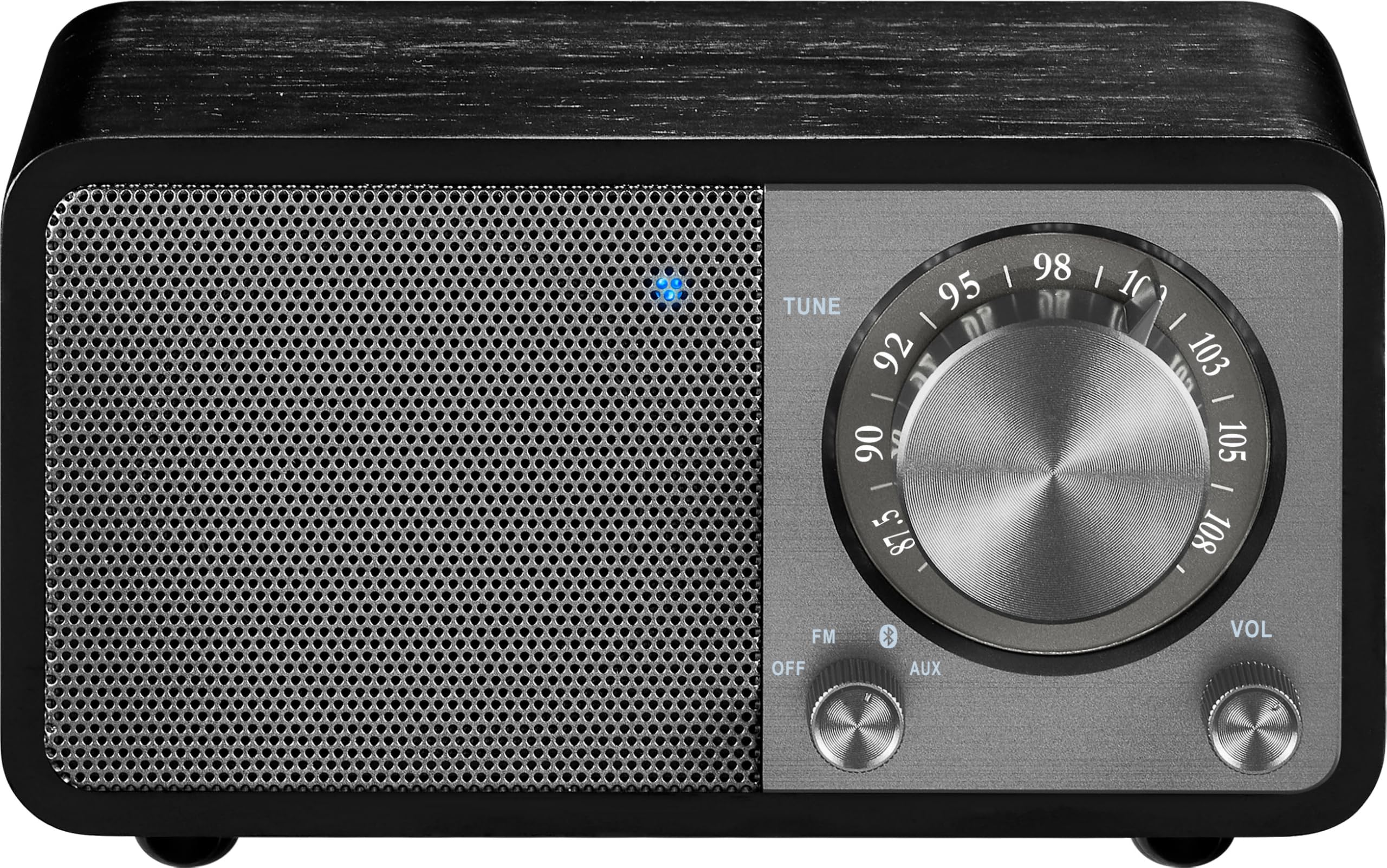 SANGEAN WR-7 Plus (2. Generation) – Kompaktes Retro Radio mit Bluetooth Lautsprecher, FM-Empfang, integriertem Akku, tragbares Design & Echtholz-Gehäuse, Midnight Oak