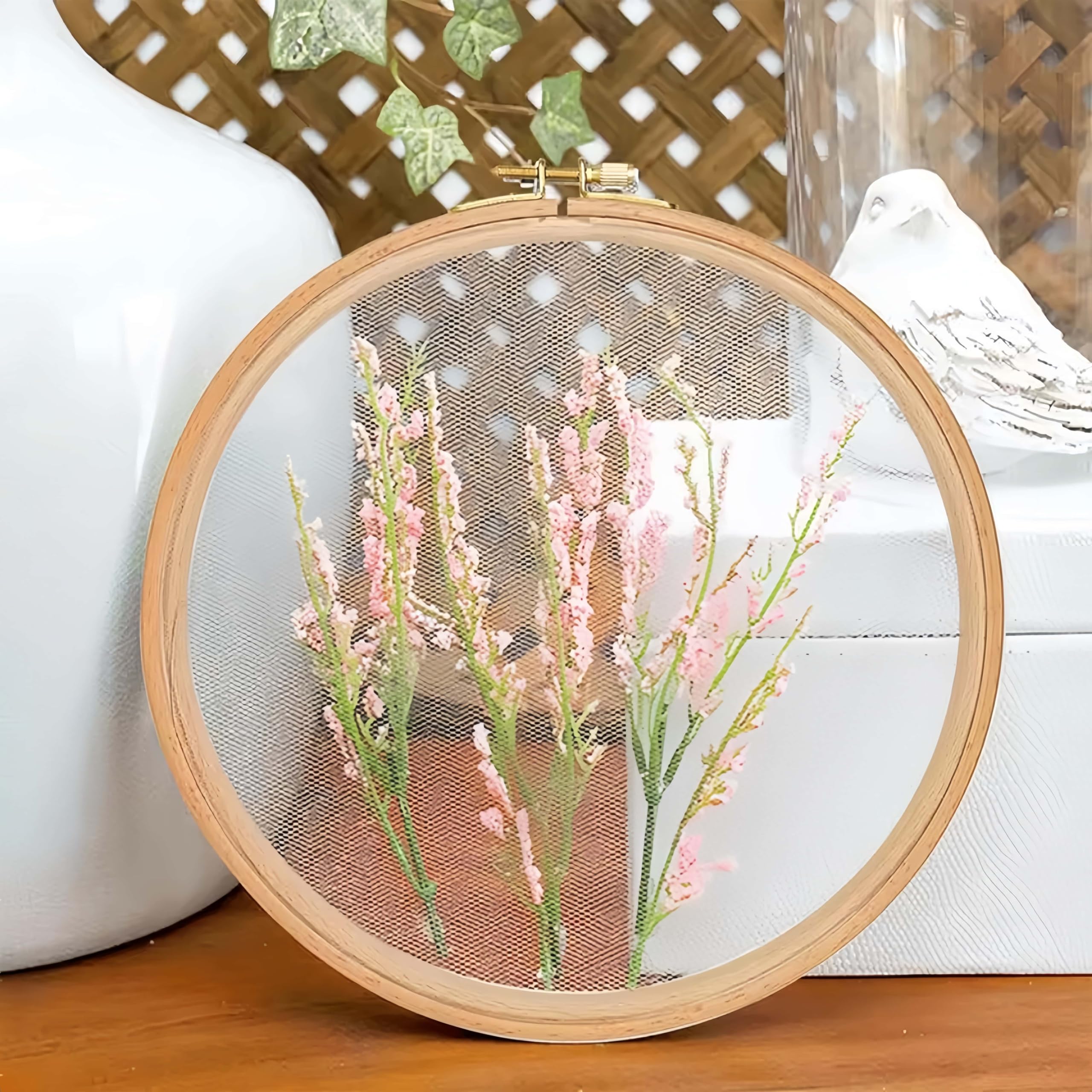 10 sztuk drewnianych obręczy do haftu 15 cm, okrągła obręcz do haftu krzyżykowego z drewna bukowego ze śrubą regulacyjną, obręczami do haftu krzyżykowego i ramkami, nadaje się do haftowania, szycia