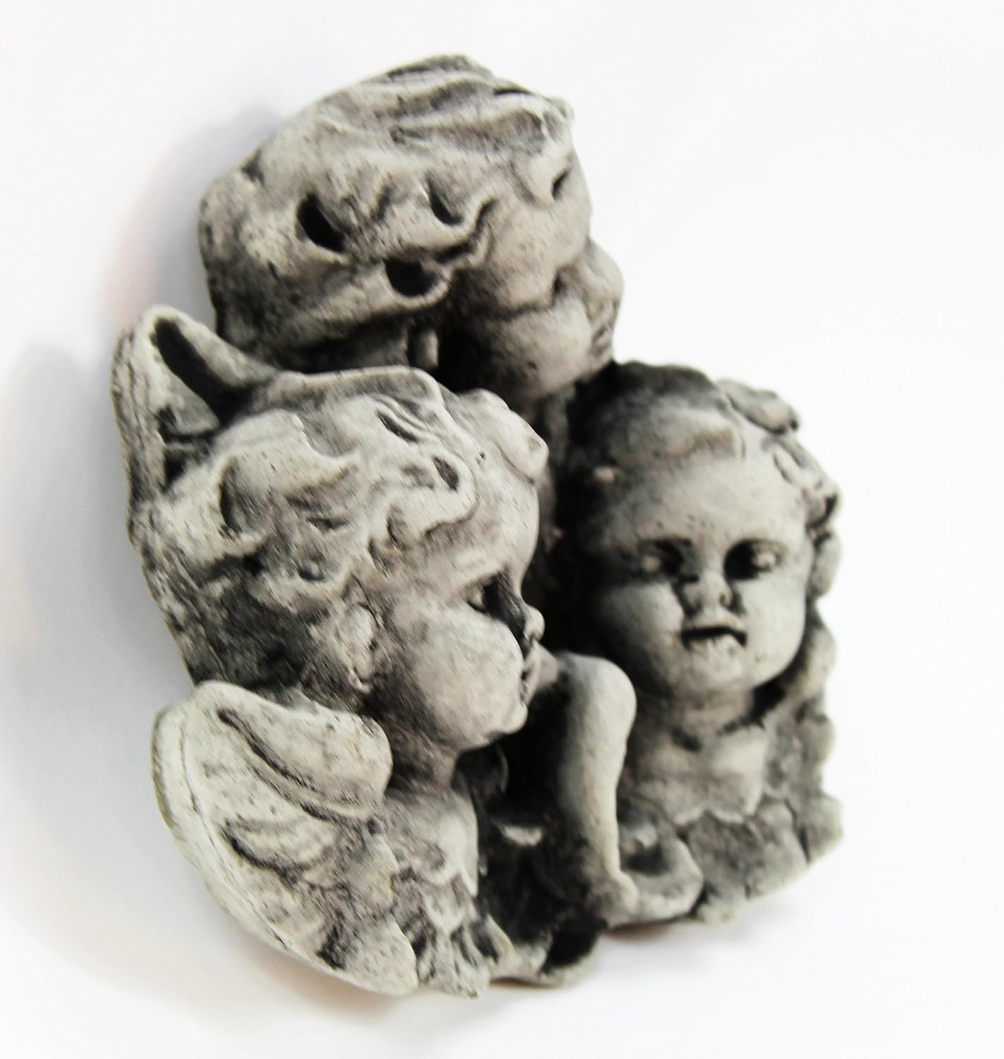 Cherubs Trio Concrete Wall Plaque Cement Religious Figure Cast Stone Catholic Sculpture Garden Art Decor