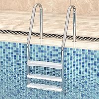 Vista 5 de Goovilla Escalera de repuesto para alberca (paquete de 3) Escalera universal de plástico moldeado resistente de 18 pulgadas con 6 pernos de acero