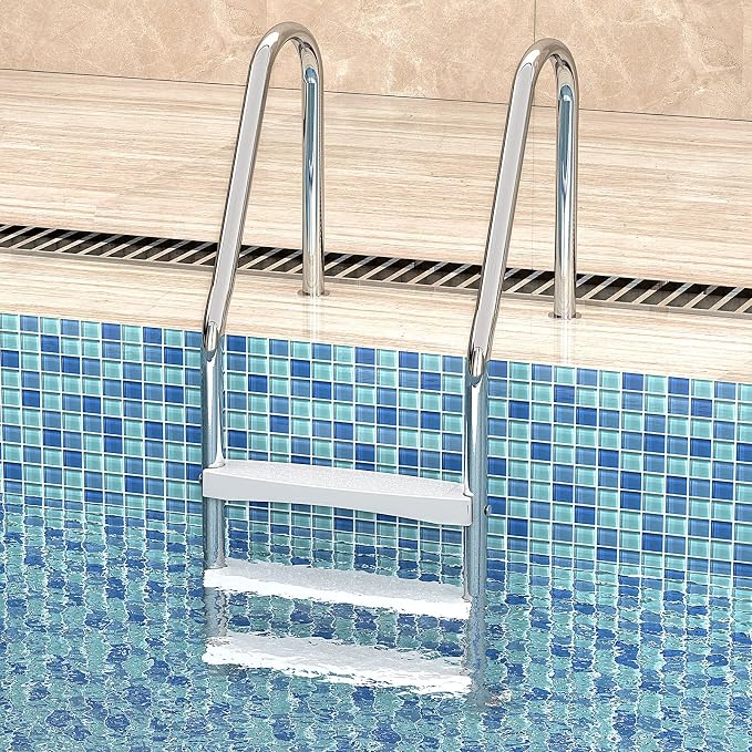 Escalera para piscina 3 peldaños blanca Goovilla miniatura 2