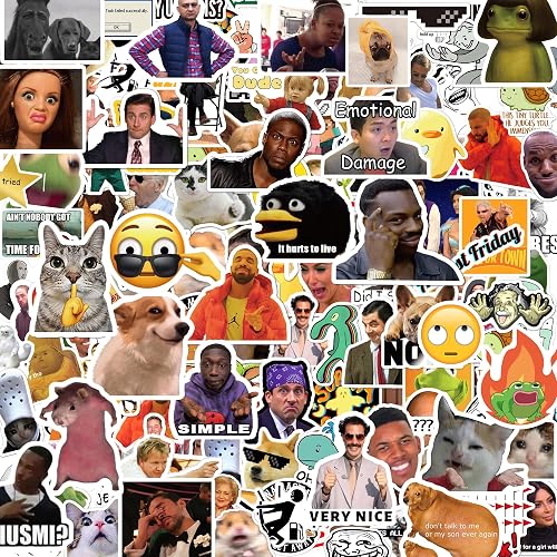 300pcs Funny Meme Vinyl Stickers Pack, Vine Stickers for Laptop, iPhone, Water Bottles, Computer, and Hydro Flask, DIY Decor for Bumper wall (Meme)