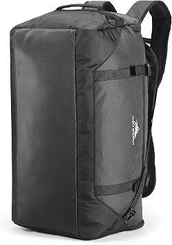 High Sierra Fairlead Travel Overnight Duffel Backpack Gym Bag with Padded Handles, Compression Straps, and Multiple Pockets, Mercury/Black