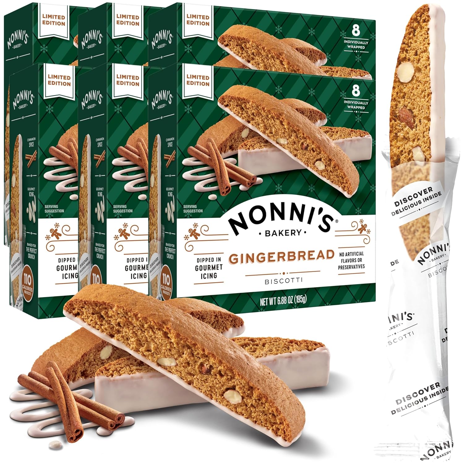 Nonni's Gingerbread Biscotti Holiday Cookies, 6 Boxes