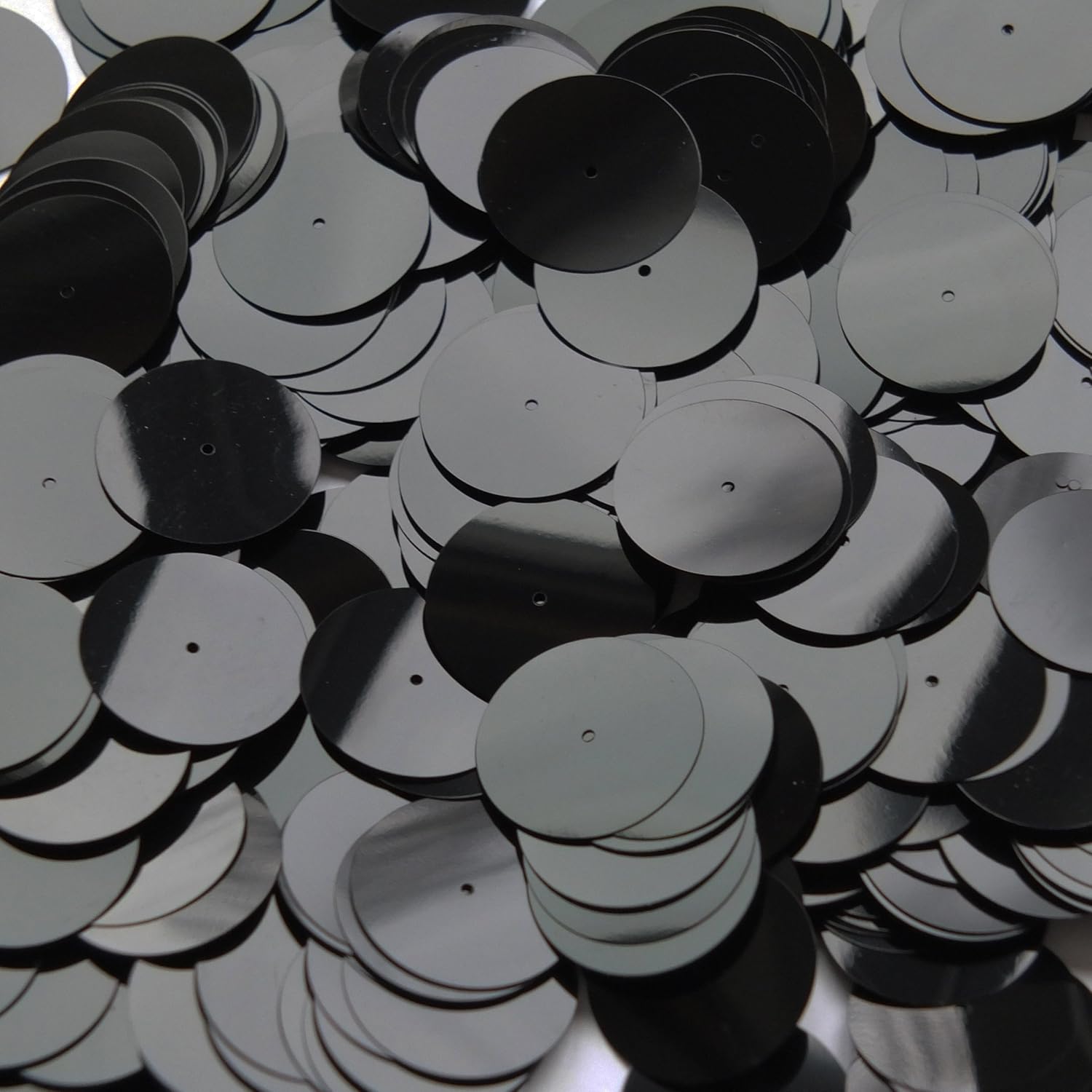 Sequin Black Opaque Round 20mm Center Hole Couture Loose Paillettes