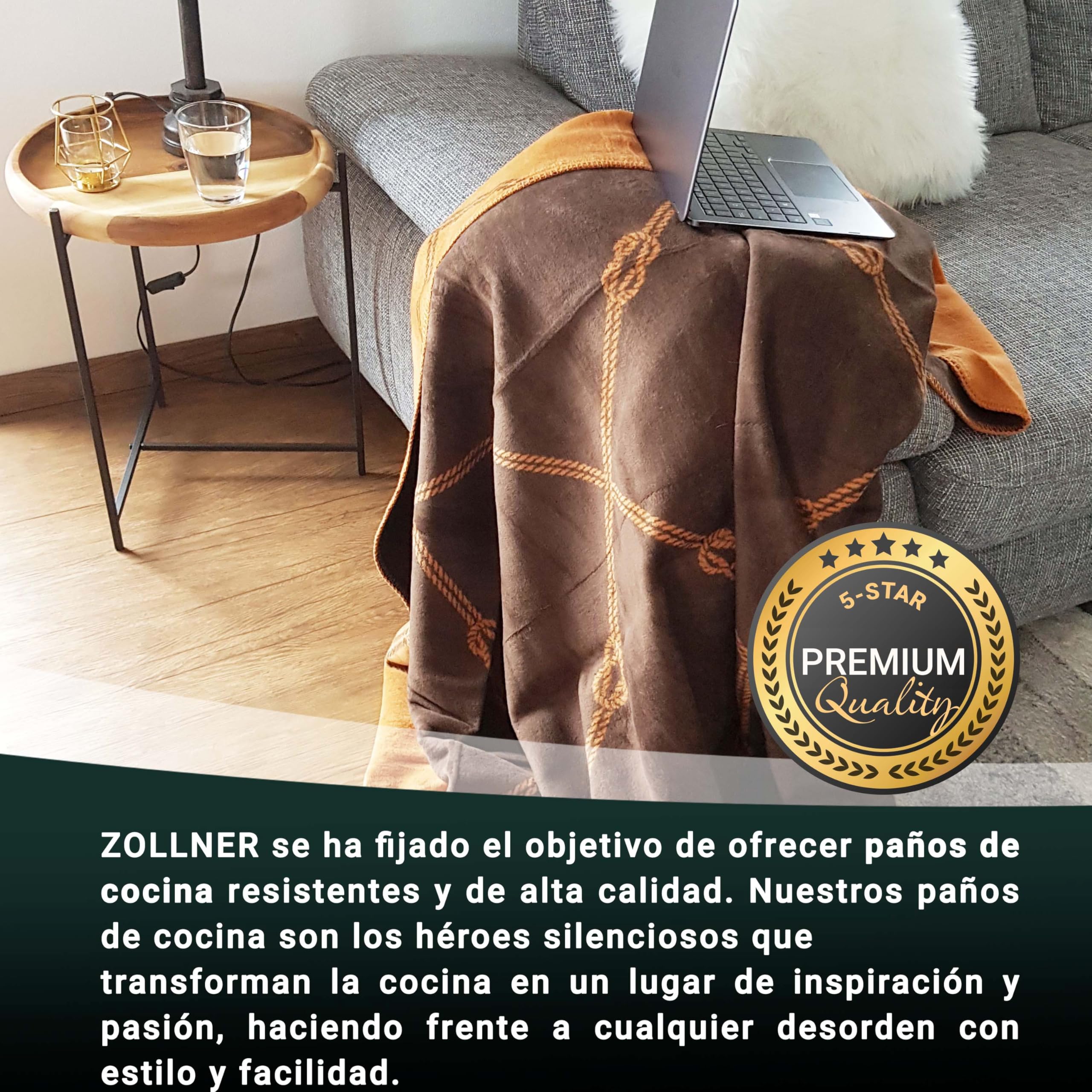 ZOLLNER Manta Grande para Cama y sofá 150x200 cm, 60% algodón, marrón Naranja