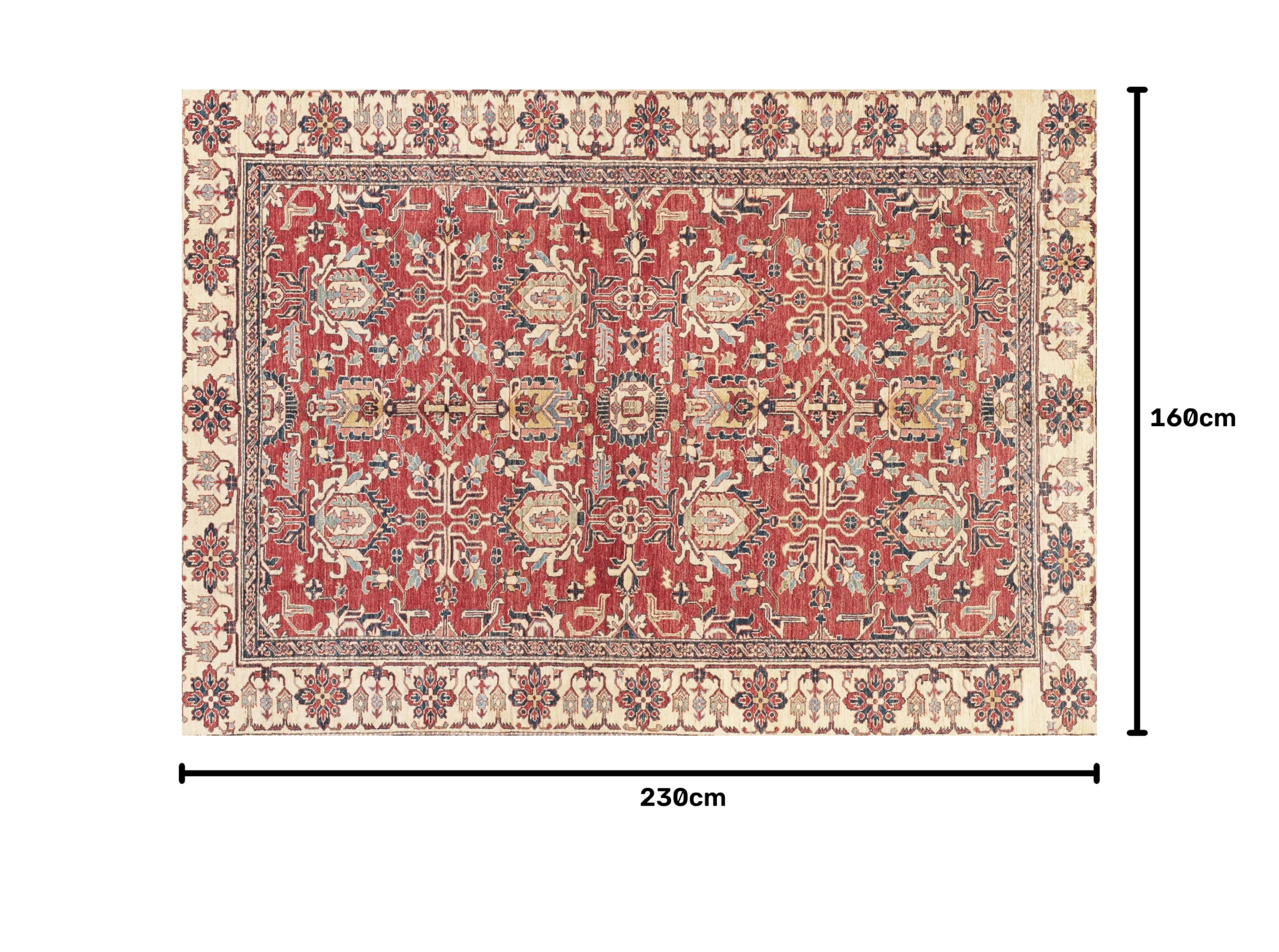 VINILIKO Design | Tapis vinyle oriental rouge 160 x 230 cm - Antidérapant, imperméable, lavable - Plusieurs tailles - Tapis vinyle pour salon, cuisine