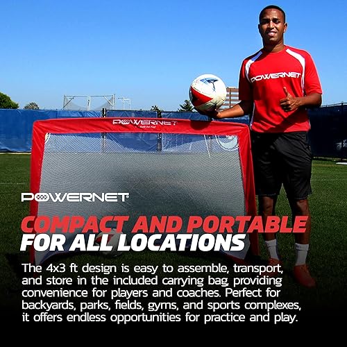Miniatura 6 de PowerNet Popup - Red portátil para porterías de fútbol, 2 porterías con bolsa de transporte, marco ligero duradero, configuración rápida, fácil