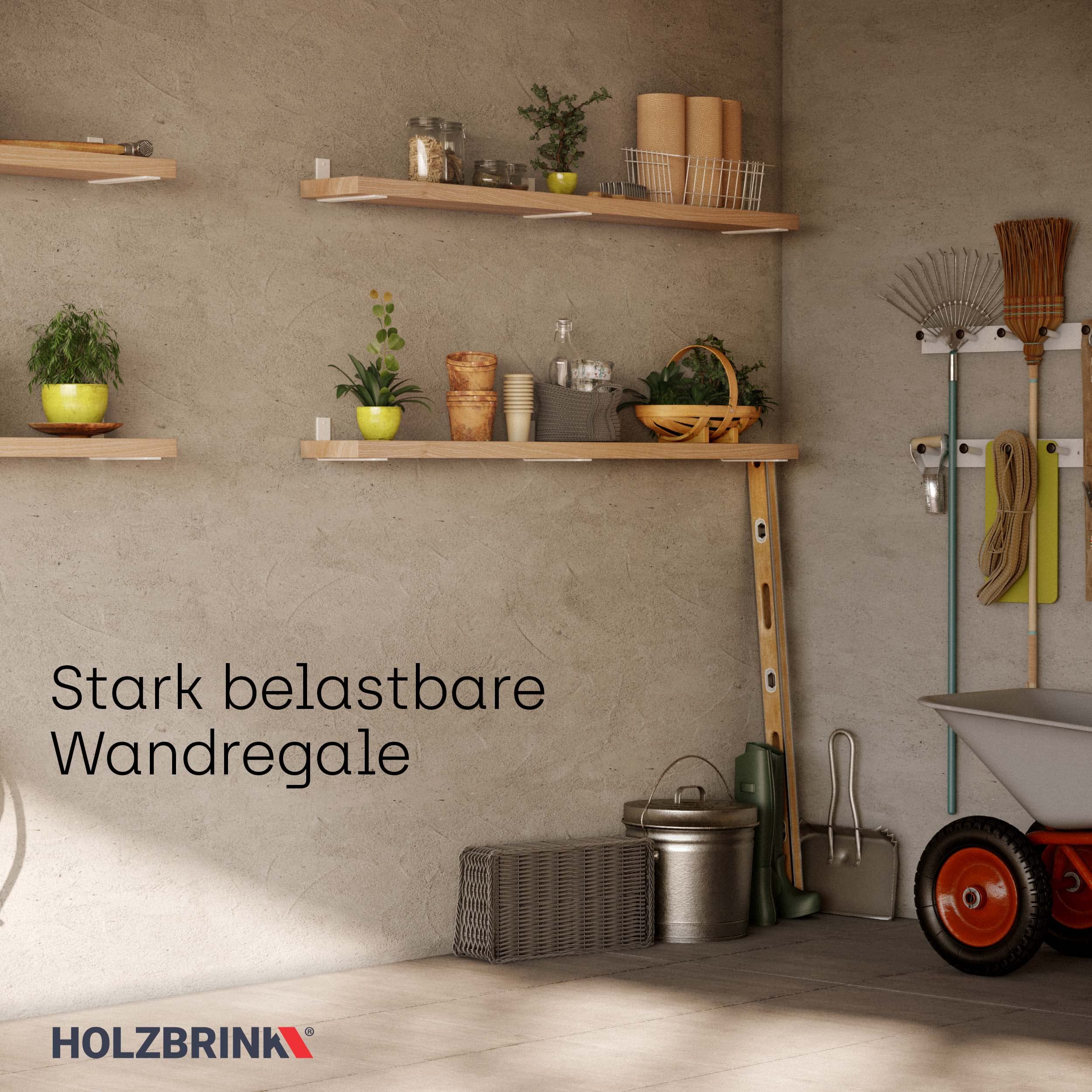 HOLZBRINK Metalowy wspornik półki, wspornik do półek ściennych, półka DIY, wspornik 200x100x40 mm, biały, 4 sztuka, HLR-L-200-9016