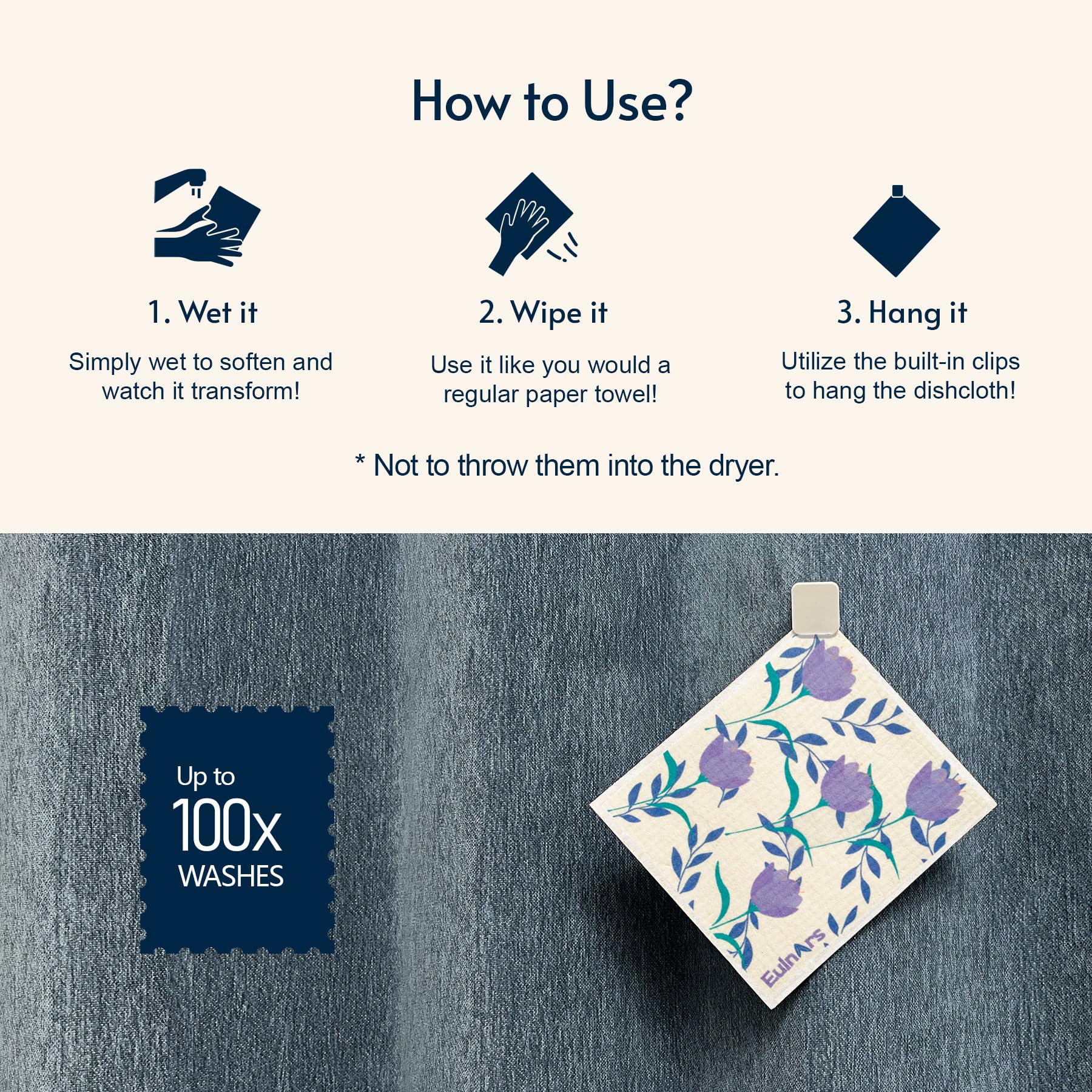 Lot De 4 Torchons De Cuisine Suédois Réutilisables Absorbants