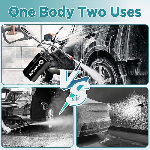 Miniatura 9 de PWACCS Pistola de espuma para lavadora a presión con accesorio de doble conector, cañón de espuma de pistola de lavado de energía corta y kit de