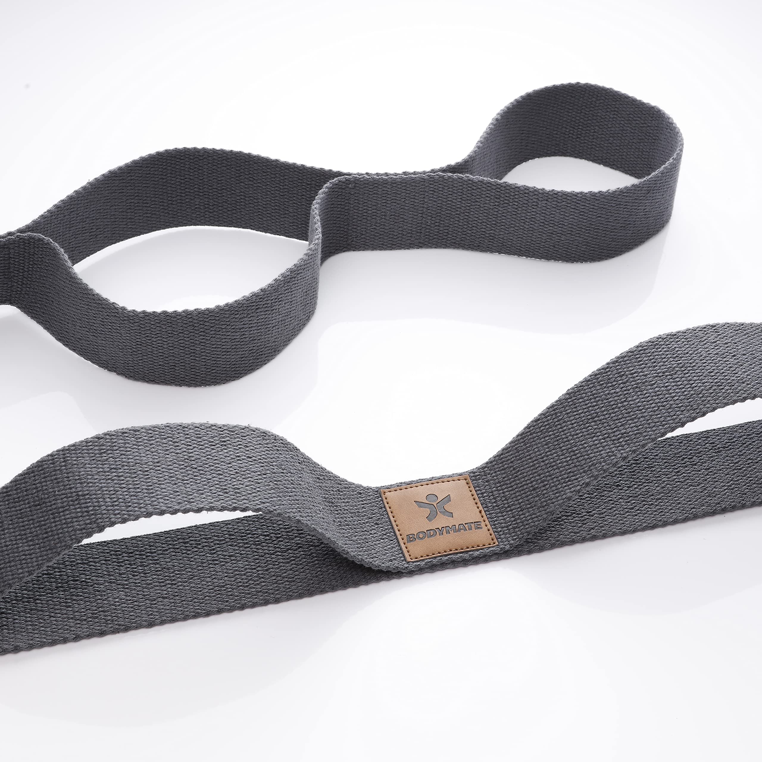 BODYMATE Fascia elastica con 10 passanti, lunghezza totale circa 190 cm, larghezza 3,8 cm, in 100% cotone naturale