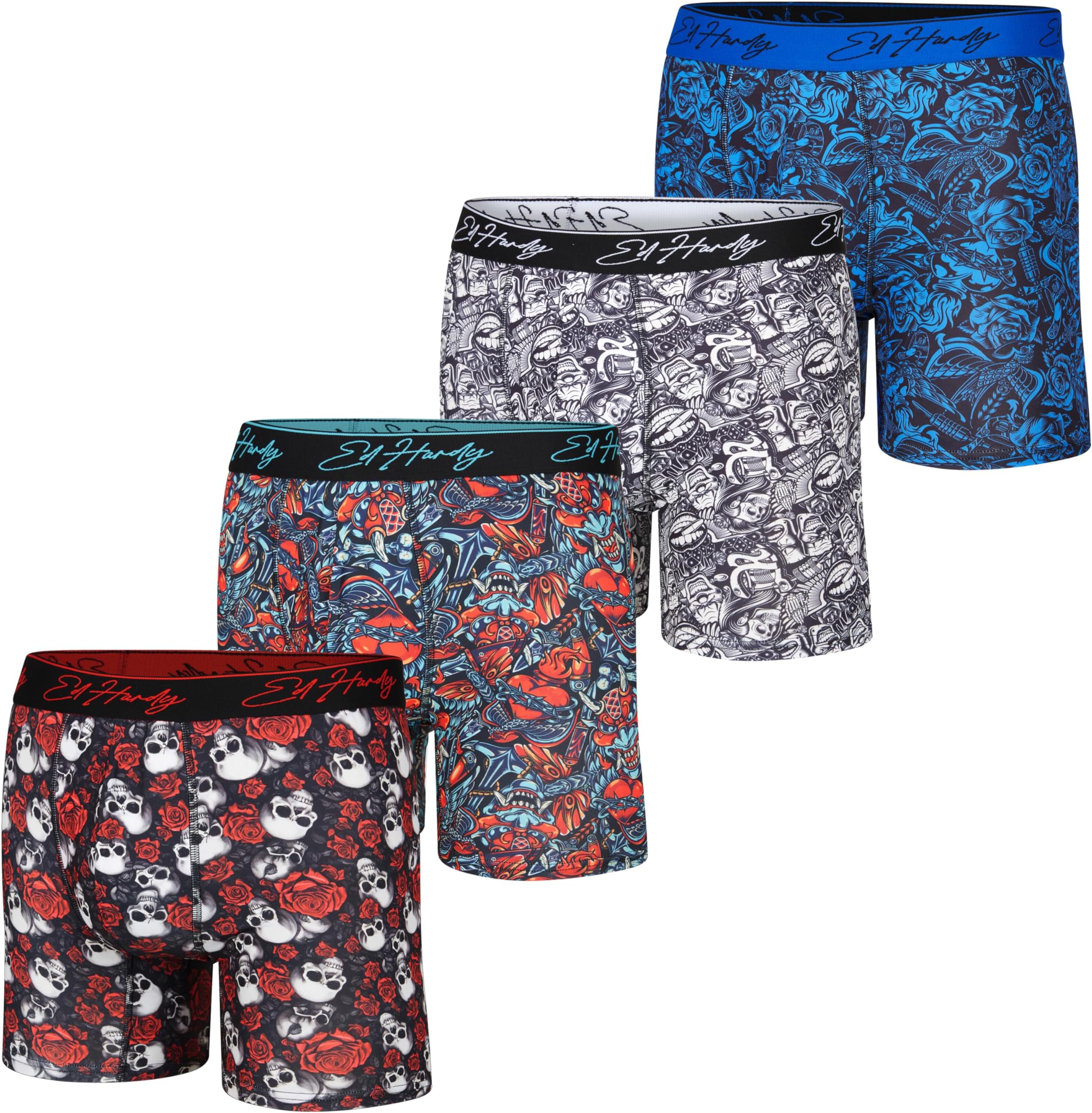 Mens Boxer Briefs 4 Pack, Soft Fabric Underwear, Pull On Closure, Machine Washable Comfortable Stretch Boxers