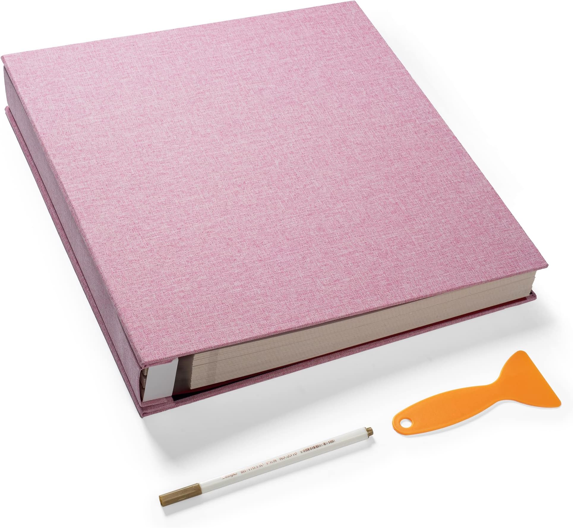 HoneyTolly Super Large Photo Album Self Adhesive Scrapbook Album for 4×6 5×7 8×10 10×12 or Bigger Pictures DIY Magnetic Linen Cover Album 80Sheets/160Pages DIY Photo Album(Pink)