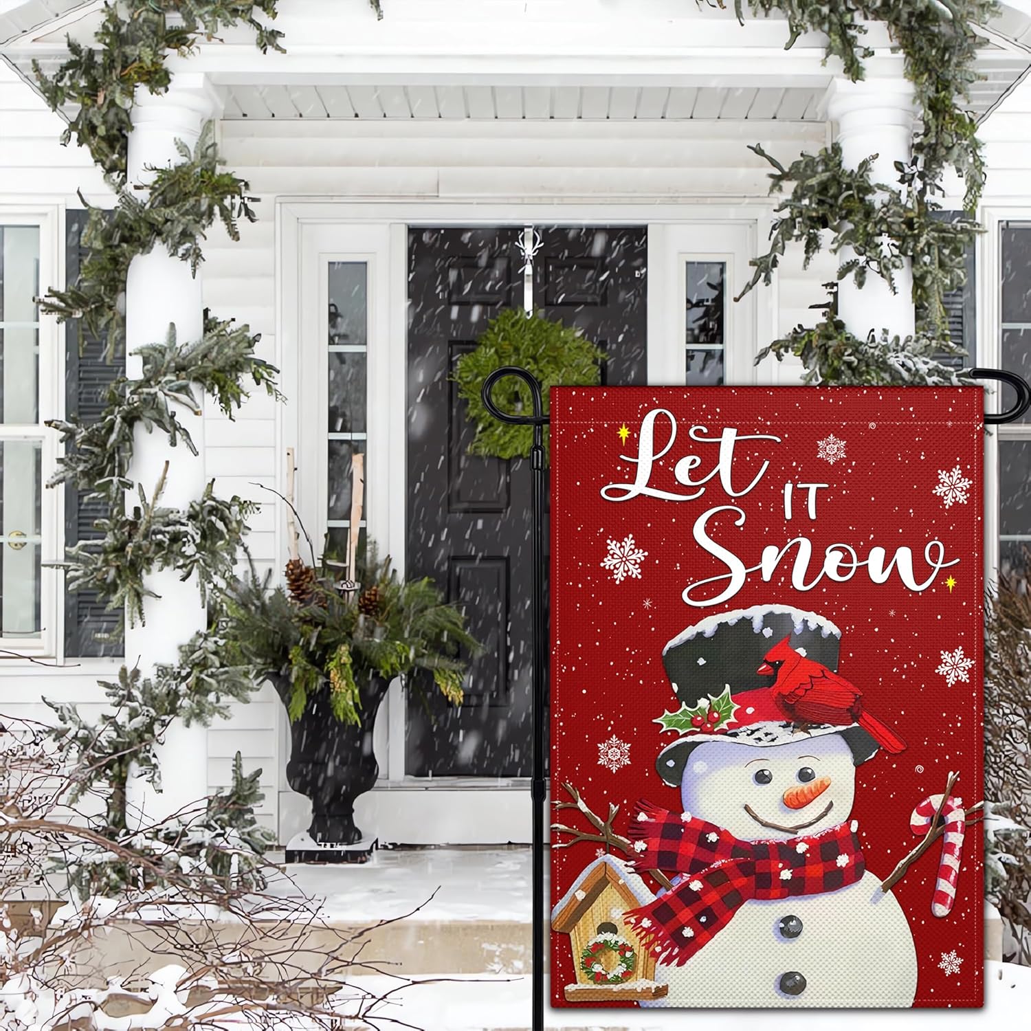 Christmas Garden Flag for Outside 12x18 Double Sided Let It Snow Garden Flag Snowman Snowflake Winter Garden Flags for Outdoor Xmas Yard House Indoor Holiday Decor - Image 7