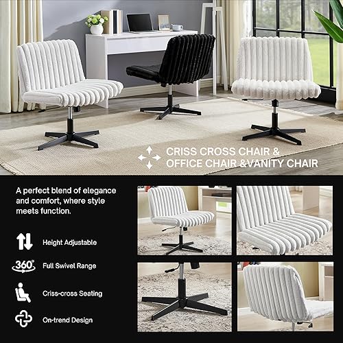 Miniatura 4 de Roundhill - Silla giratoria ajustable con cruz y asiento ancho para oficina