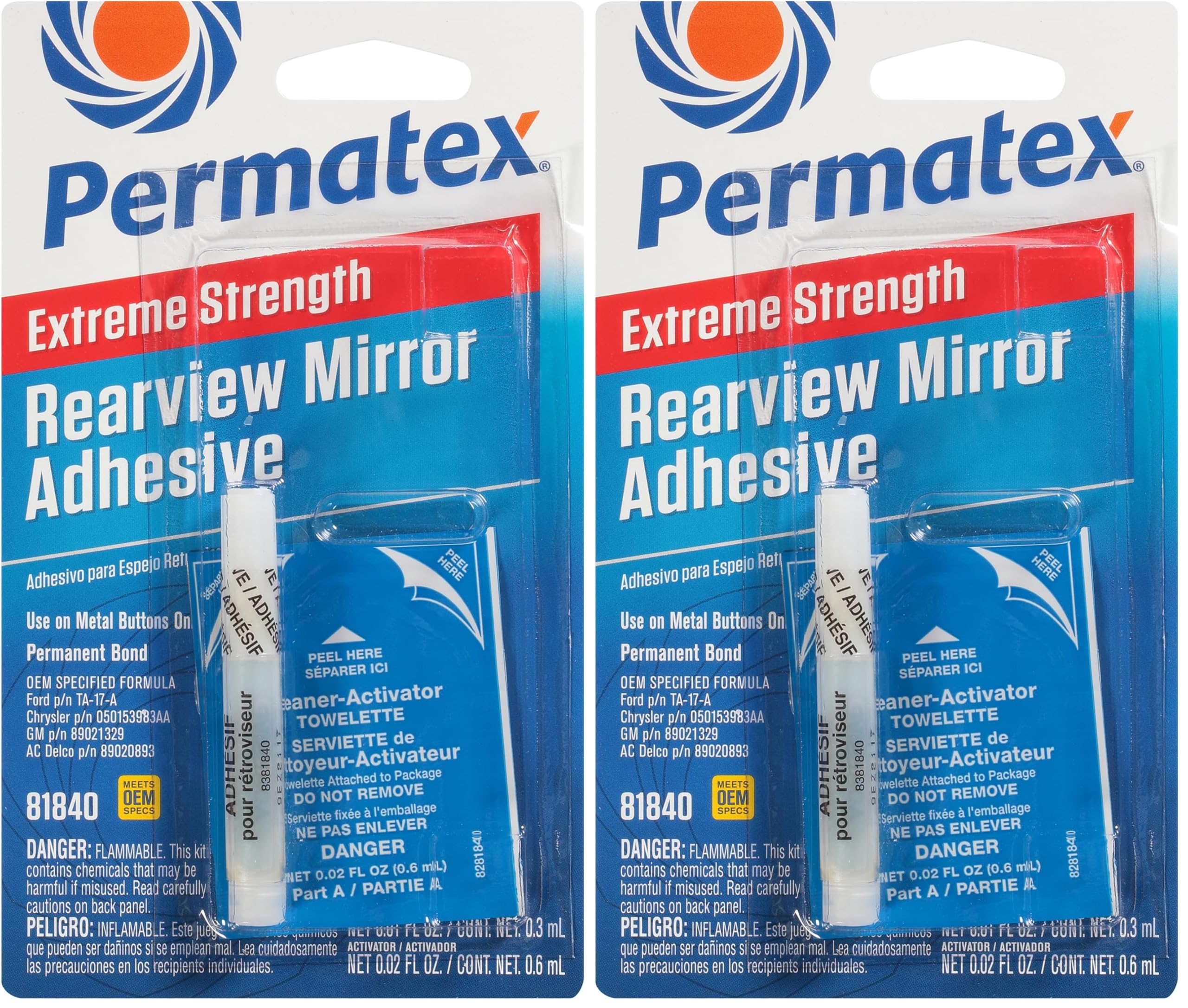 Permatex 81840 Extreme Rearview Mirror Profressional Strength Adhesive Kit