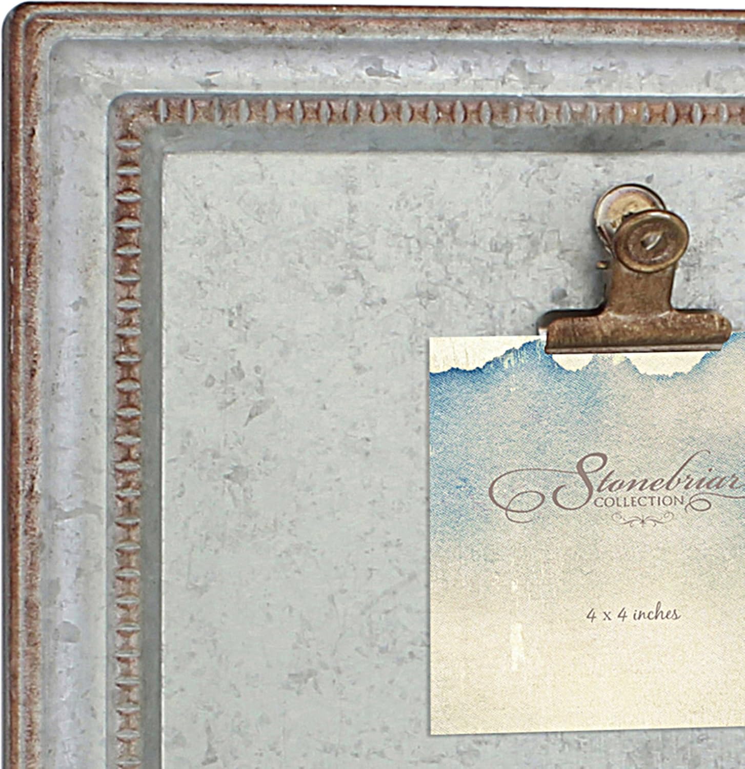Stonebriar Rustic Galvanized Metal Magnetic Memo Board for Wall with Clip and Wire Basket