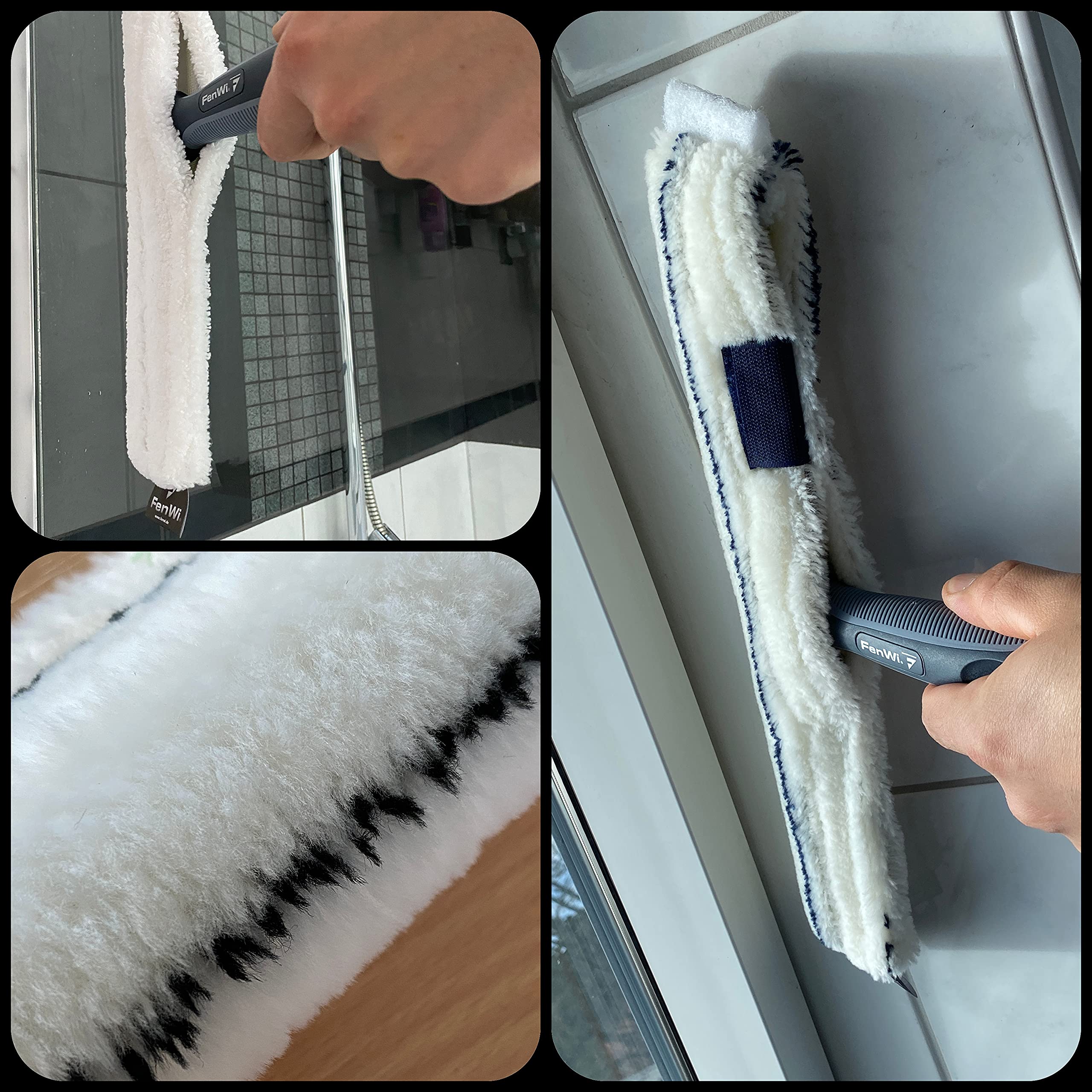 FenWi Profi Fensterwischer 40cm Mikrofaser Einwascher mit Griff