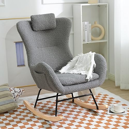 Legendstone Mecedora para guardería, silla reclinable tapizada con respaldo alto, silla de lectura, cómoda silla decorativa para sala de estar,