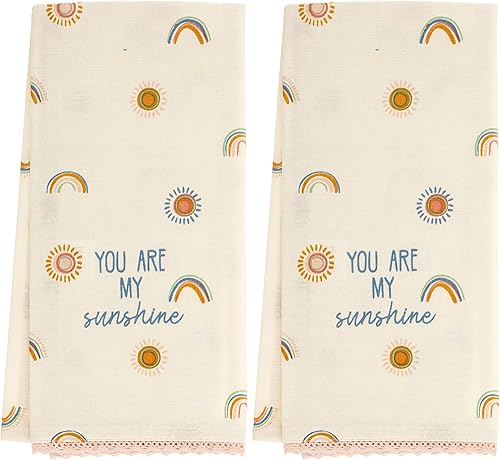 Karma Toalla de té arcoíris  Toallas de mano 100% algodón para la cocina  Decoración moderna del hogar  Blancoarco iris, pequeño (paquete de 2)