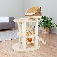 Vista 2 de TRIXIE Elsa - Torre para gatos con postes rascadores, hamaca, escaleras, plataforma superior, pompón colgante beige