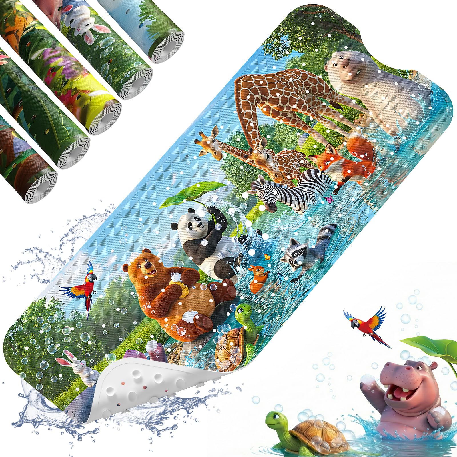 XIYUNTE Baby Bath Mat Non Slip Anti Mould Kids - 100x40cm Extra Long Anti Slip Bathtub Mat Machine Washable, Toddler Non Slip Bath Mat for Inside Bath Tub, BPA free, TÜV-Certified Safety, Dawn — image 1