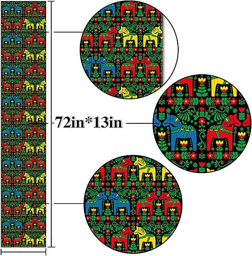 Miniatura 3 de Nepnuser Camino de mesa de Navidad sueco Dala Caballo Folclórico Regalo escandinavo Decoración de Suecia Decoración rústica para el hogar, cocina,