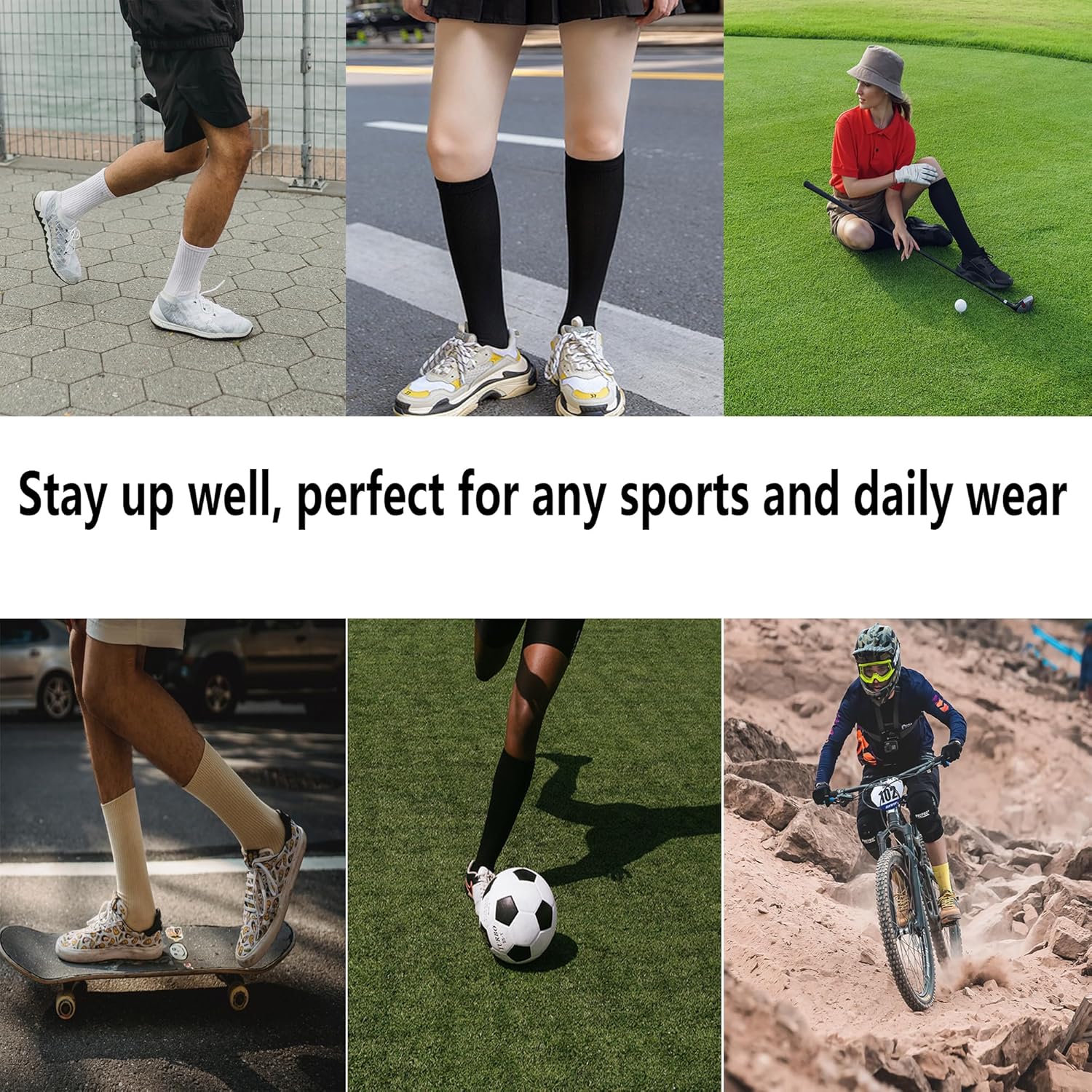 Bestjybt 3 Pairs Compression Socks for Women & Men Circulation 15-20 mmHg Support Socks for Athletic Running Cycling - Image 6