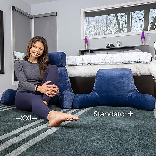 Miniatura 6 de Almohada Husband Azul oscuro, Almohada de lectura original para cama o silla, cojín grande de espuma viscoelástica triturada para reposo en la cama