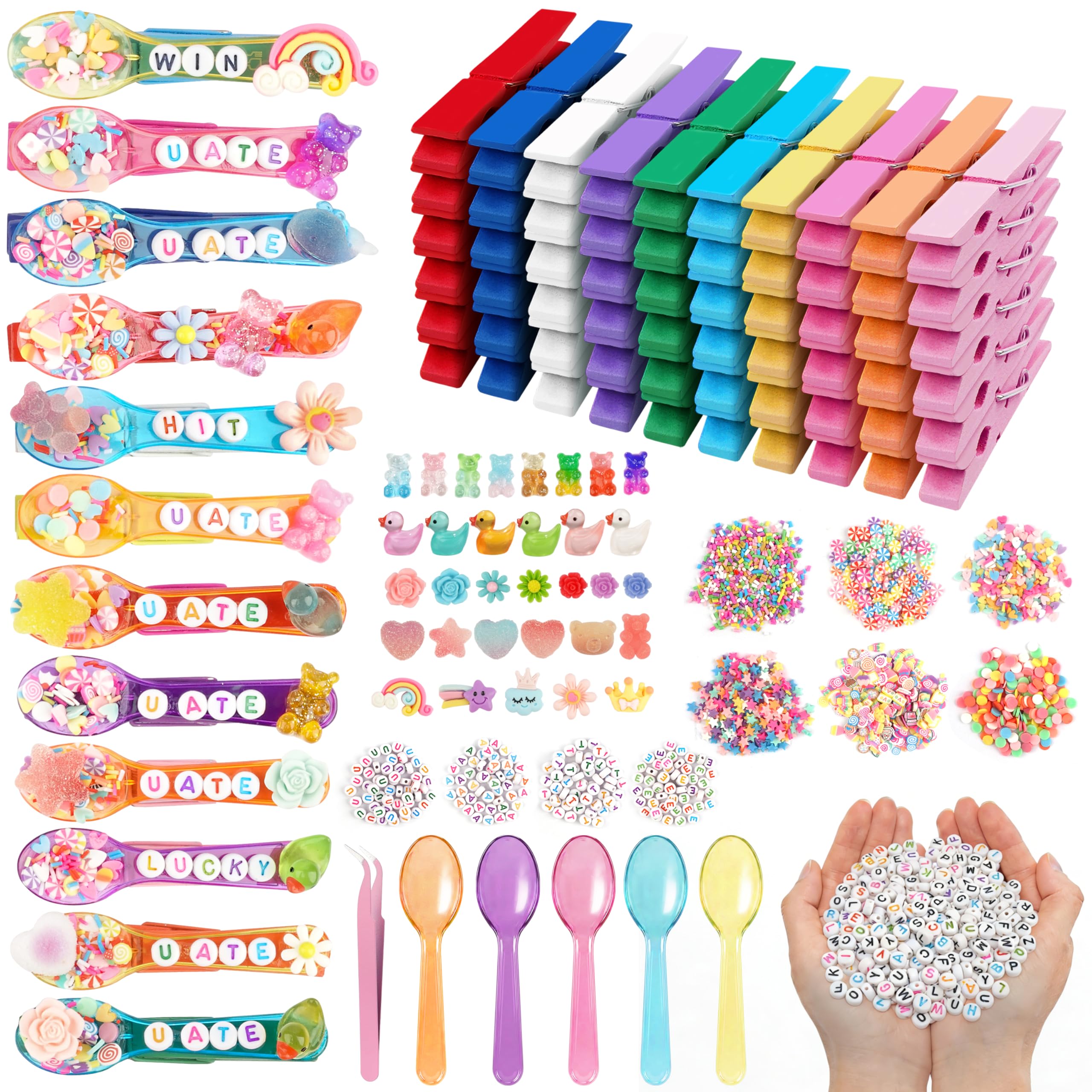 Fayoo 50 Stück DIY Cheer Pin Kit - Holznadeln, U ATE Perlen, Öffel Und Charms Für Pep Rally, Team Spirit Geschenke Sport, Volleyball, Basketball, Gymnastik, L
