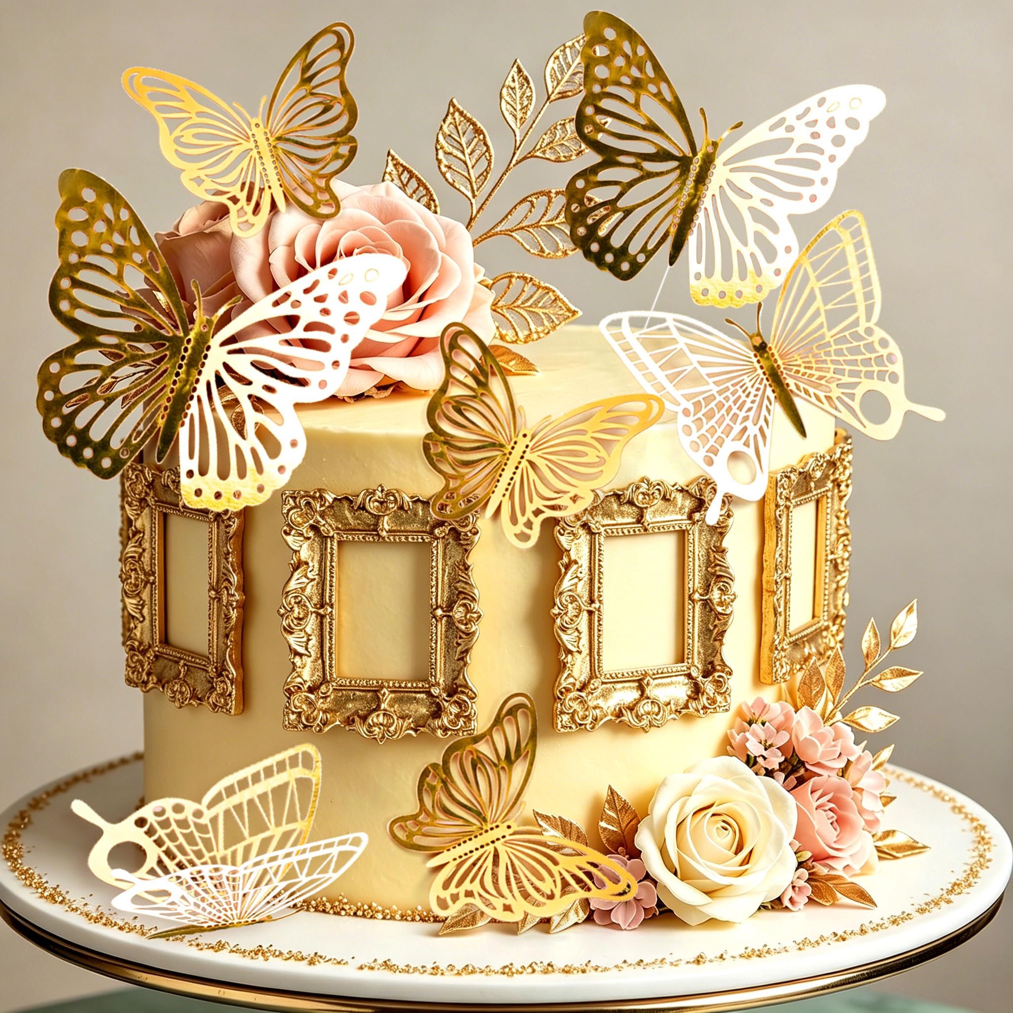 LaVenty Gold Frame Cake Decorations Tea Party Cake Topper