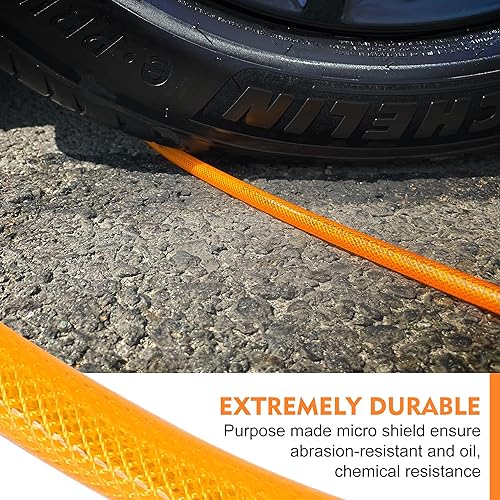 Miniatura 6 de Manguera de compresor de aire de 14 pulgadas x 100 pies, manguera de aire de poliuretano reforzado (PU) Flexeel con accesorios, restrictores de