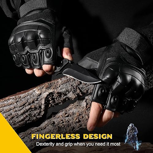 Miniatura 3 de WTACTFUL Guantes tácticos sin dedos para motocicleta, motocicleta, ciclismo, escalada, senderismo, guantes de caza