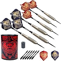 Vista 14 de Juego de 6 dardos de punta de acero – Dardos profesionales para diana – incluye barriles + ejes de plástico/aluminio + juntas tóricas + vuelos +
