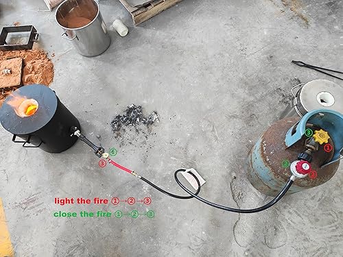 Miniatura 6 de Horno de fusión de metal de gas de un solo quemador de 35.3 lbs (35 libras) Fundición2 Crisoles Molde de fundición de Tong Forja de gas Negro