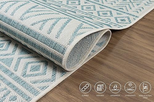 Vista 14 de Adiva Rugs - Alfombra para interior y exterior, tapete fácil de limpiar, resistente a la intemperie y las manchas, para comedor, patio, terraza
