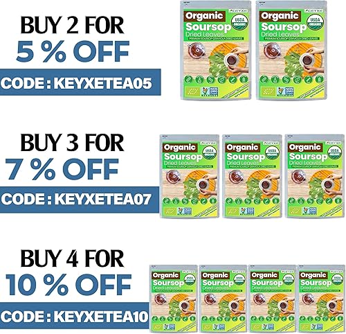 Miniatura 6 de KEYXE Más de 260 hojas secas de graviola de guanábana premium, 260-300 hojas puras