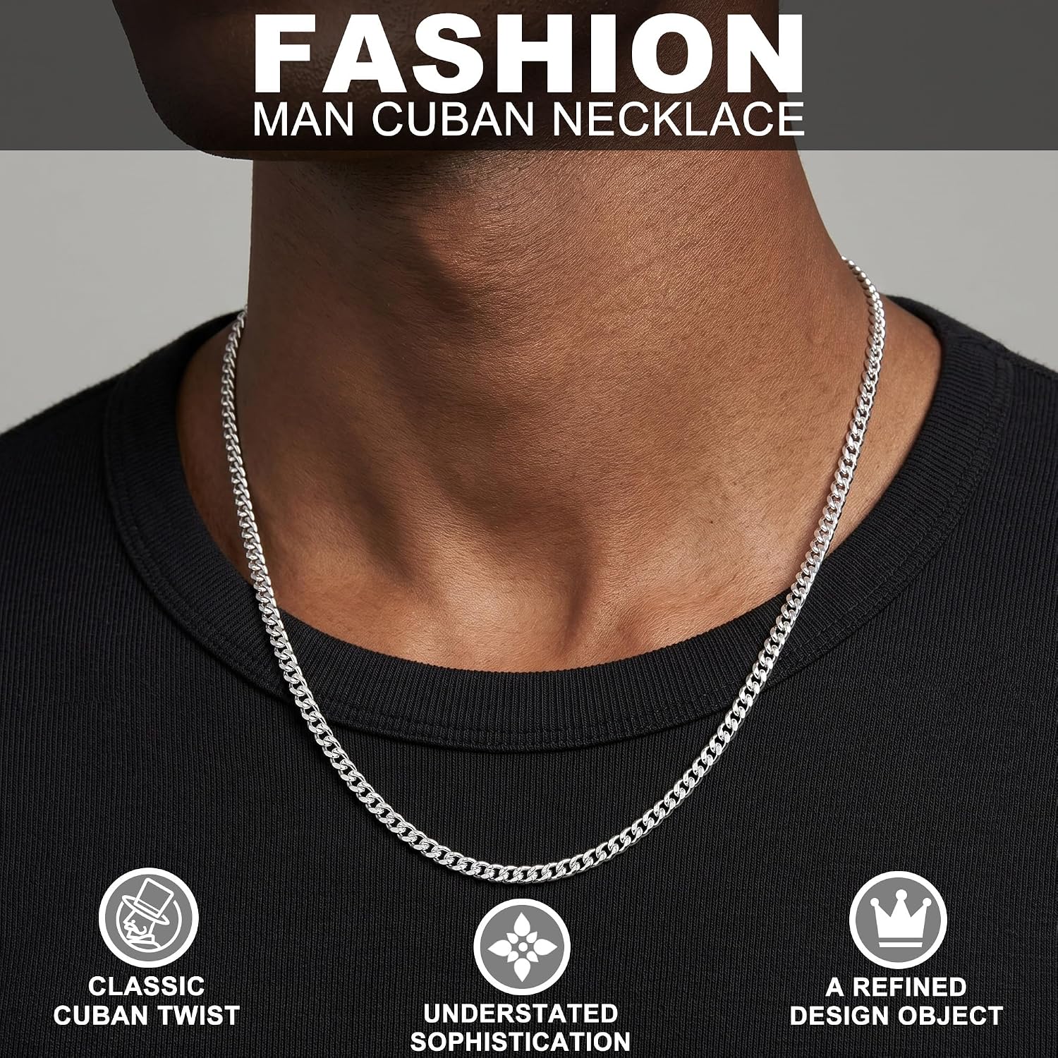 S925 Sterling Silver Chain for Men - 5mm Sterling Silver Cuban Chain Necklace Thick Sturdy Colourfast Necklaces Jewelry for Men 18/20/22/24 Inch