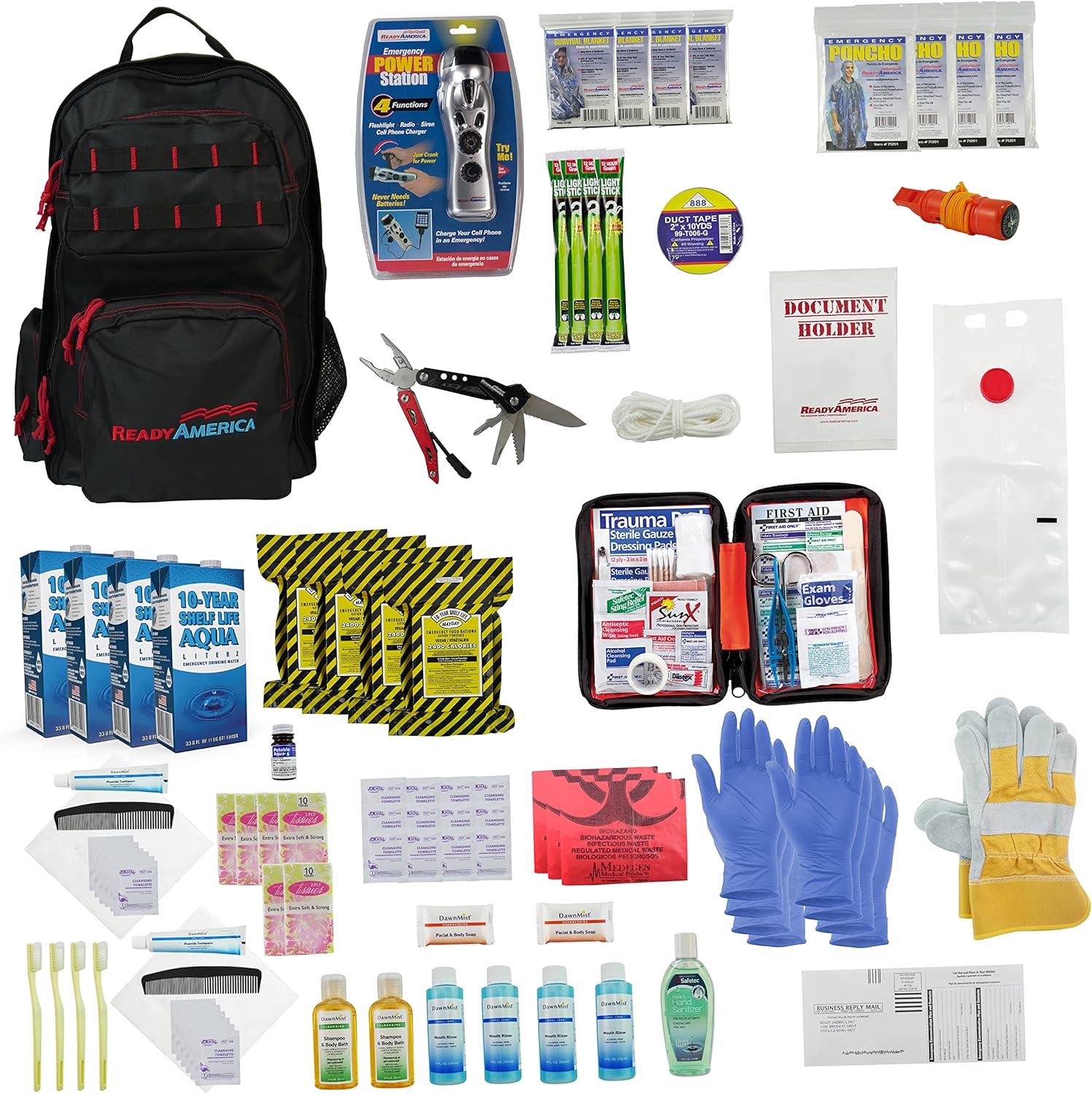Professional Emergency Survival Kit, 2-Person, 72-Hour, 3-Day Earthquake Emergency Kit Backpack for Disaster Preparedness, Ready America 70481