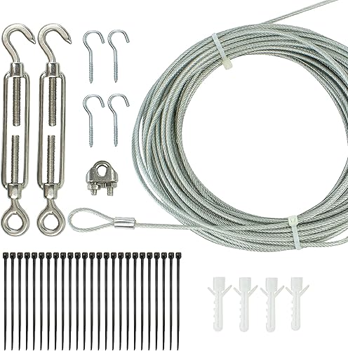 Newhouse Lighting STRINGKIT2 - Kit de suspensión de acero inoxidable con alambre recubierto de vinilo para luces de patio al aire libre de hasta 48