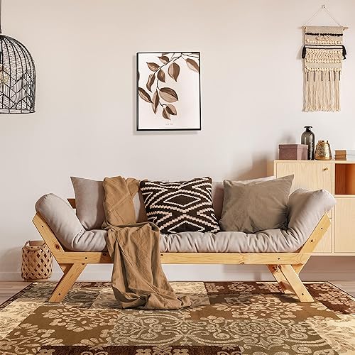 Superior Alfombra de área para interiores, respaldo de yute, bloque de color floral moderno de granja, ideal para entrada, sala de estar, cocina,