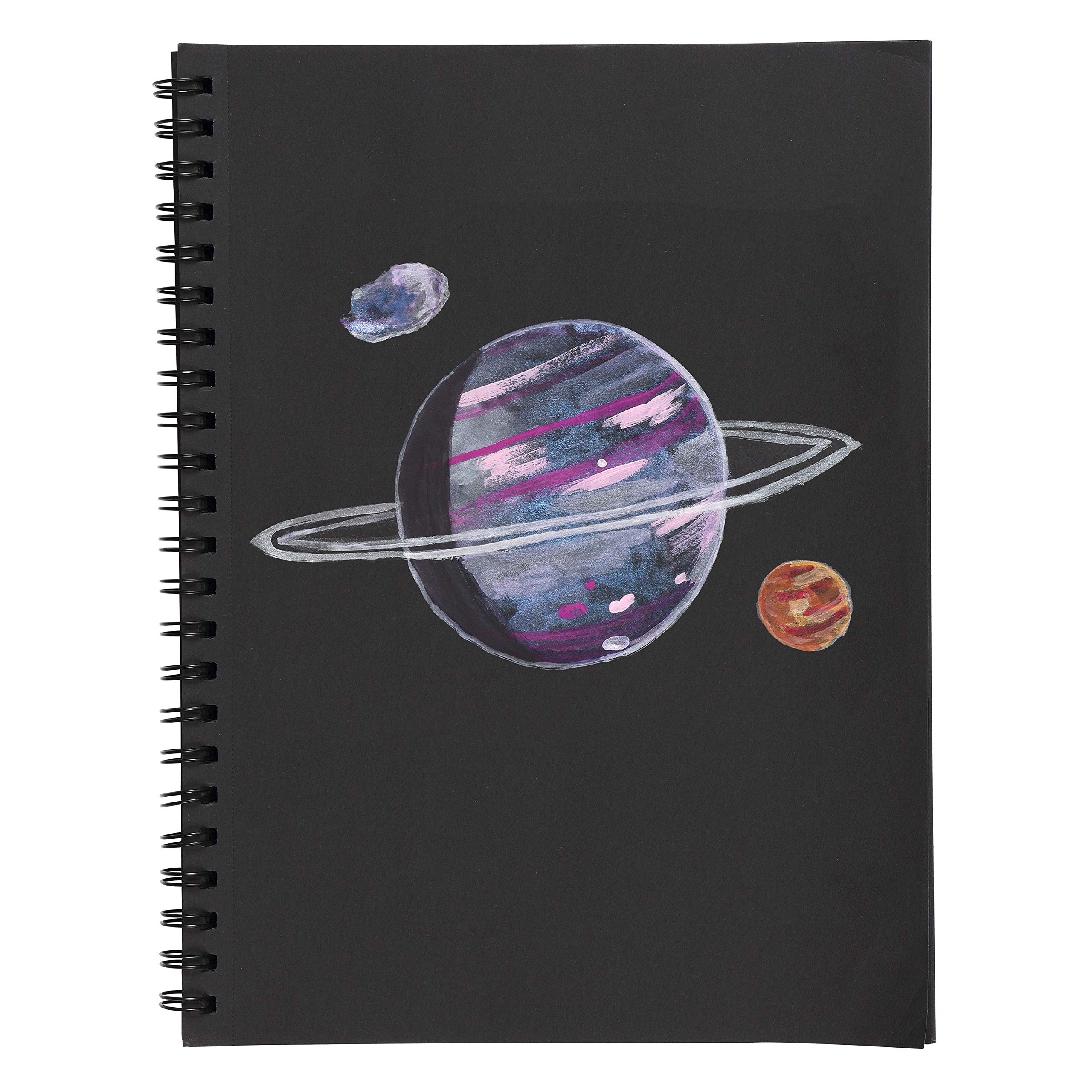 Creative Mark Bloc média noir Midnight - Reliure à spirale - 50 feuilles - 120 g/m² - Pour écrire, peindre, dessiner, peintures opaques - 22,9 x 30,5 cm