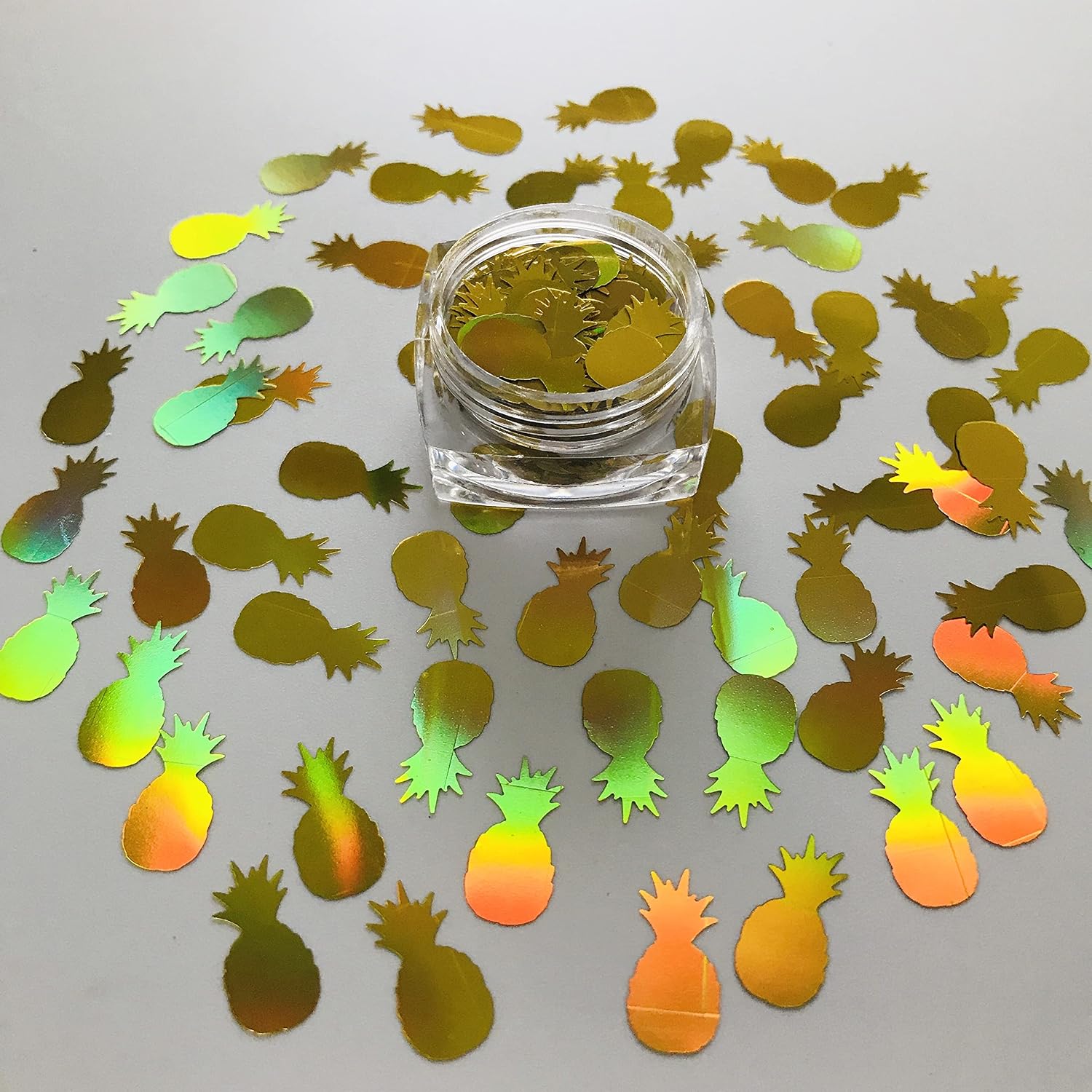 PrettyG 10 Grams/Pack - Pineapple Shape Holographic Glitter Sequins - Festival Rave Beauty Makeup Face Body Nail Art Decoration LB210