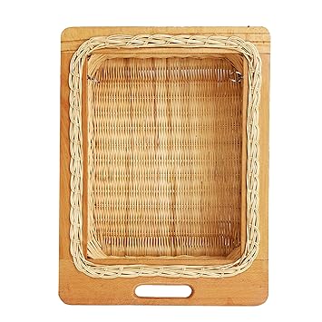 AKWAY Wicker Basket For Modular Kitchen | Pull Out Basket for Onion, Potato (16.5 W (414mm) x 20 L x 6 H, Beige)